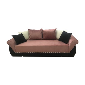 Canapea extensibila Royal, MobAmbient, Rose cu Negru, material textil, extensie 150 cm din plasa de arcuri tip relaxa, lada de depozitare, 2 perne mari si 4 perne mici incluse, 240 x 150 cm Canapea extensibila Royal, MobAmbient, Rose cu Negru, material textil, extensie 150 cm din plasa de arcuri tip relaxa, lada de depozitare, 2 perne mari si 4 perne mici incluse, 240 x 150 cm