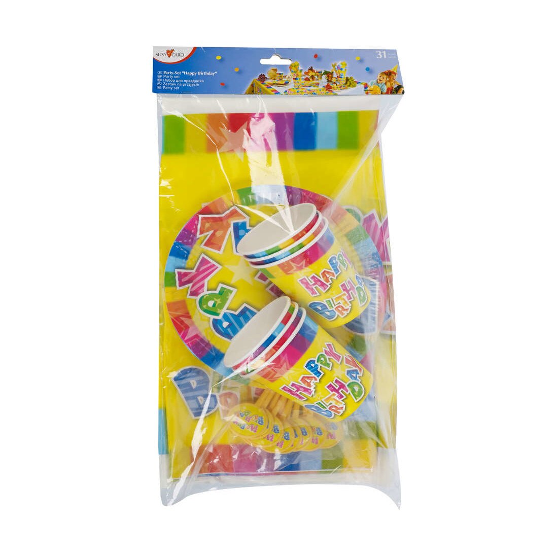 Set petrecere SusyCard, motiv „Happy Birthday”, 31 piese