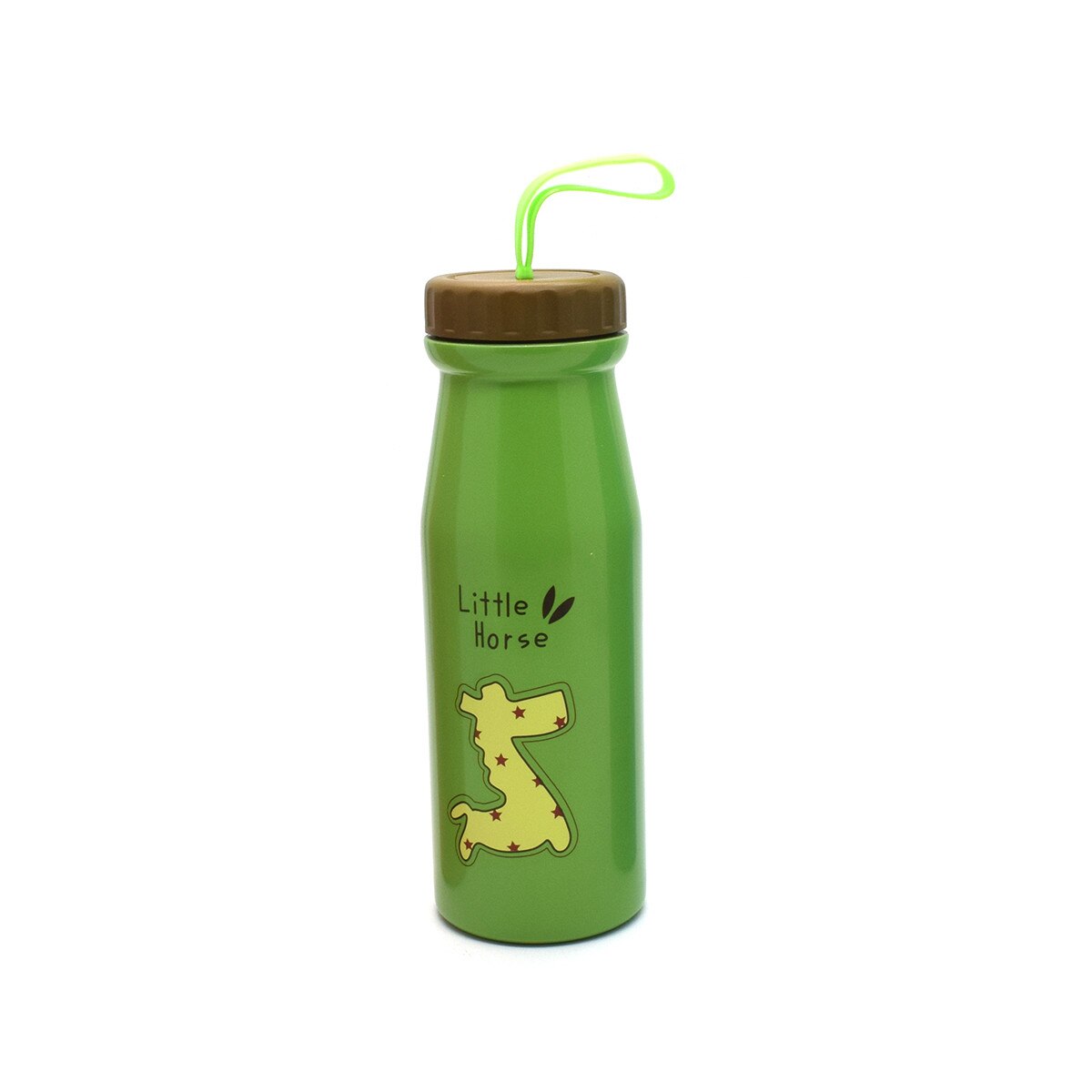 Recipient inox pentru copii Little horse, cu maner flexibil antiaderent 400ml, verde
