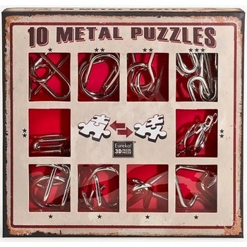 Puzzle mecanic Eureka - 10 metal puzzles - set rosu Puzzle mecanic Eureka - 10 metal puzzles - set rosu