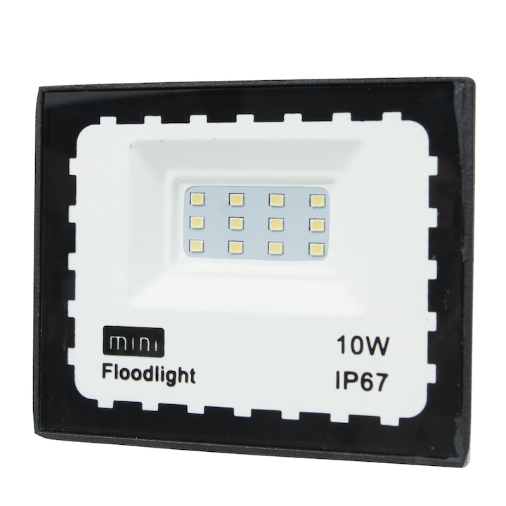 Proiector Led, 10W Slim Mini, Negru, Lumina Rece, 6400K, 900lm