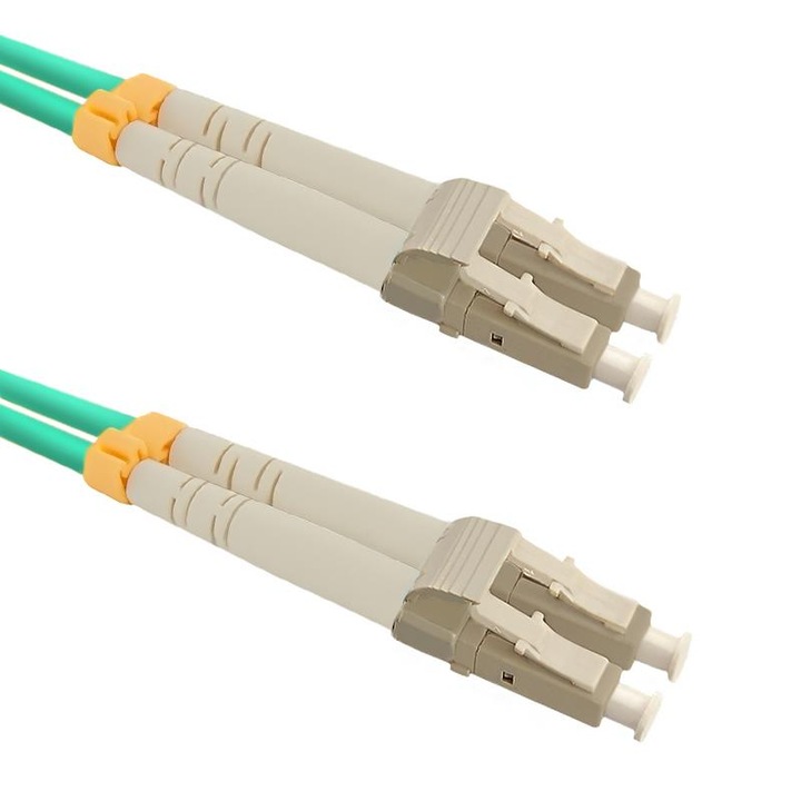 Cablu de retea din fibra optica multifunctional cu dubla conectare , Qoltec , LC/UPC LC /UPC , 50/125 , om3 , 3m