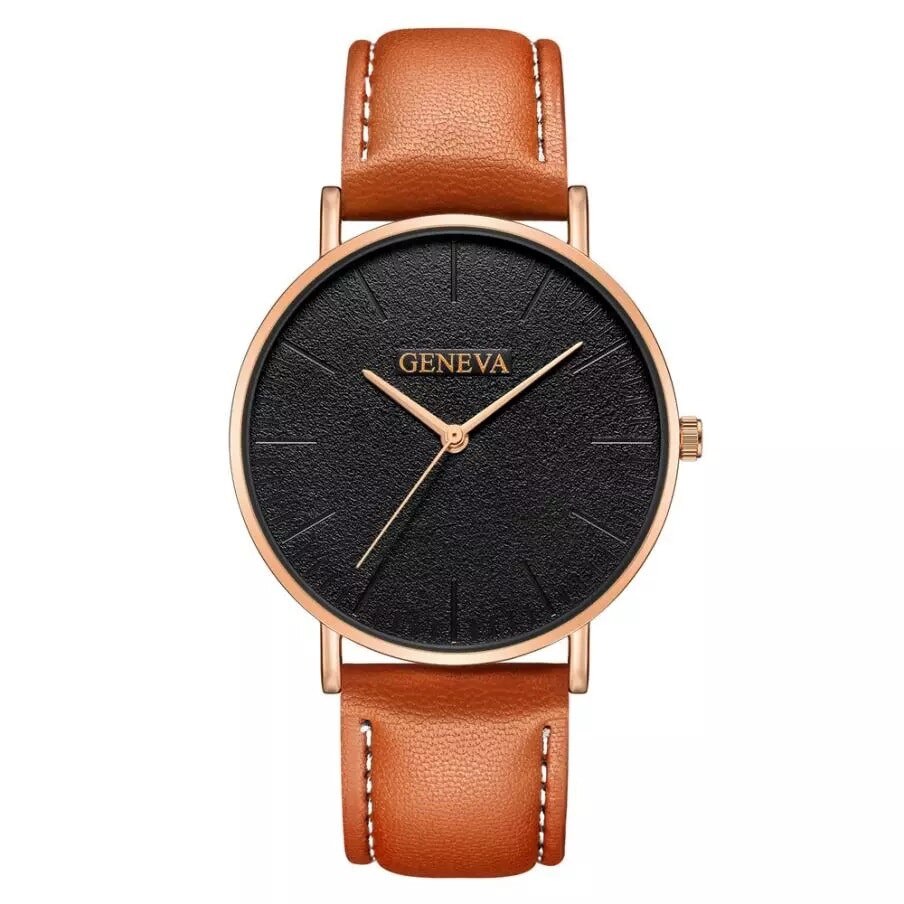 Ceas dama elegant Geneva Marble, maro,negru-carcasa rose gold