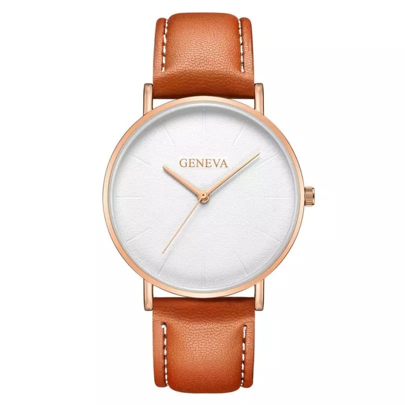 Ceas dama elegant Geneva Marble, maro carcasa rose gold