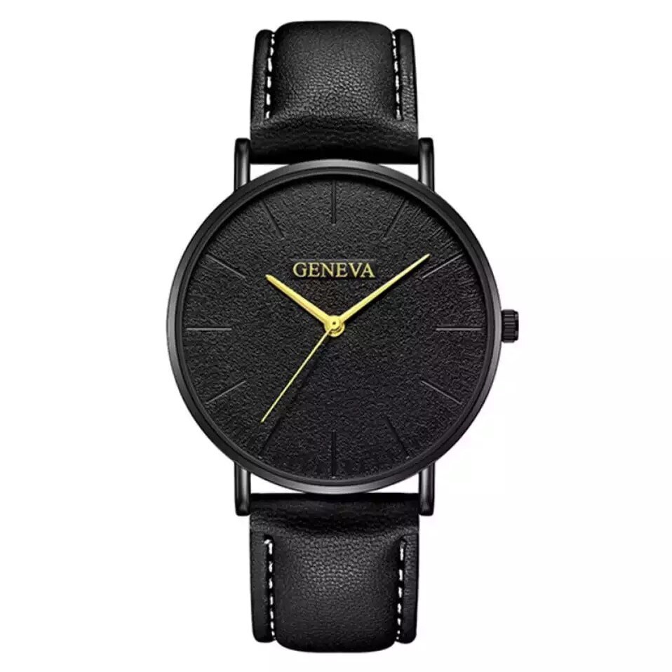 Ceas dama elegant Geneva Marble, negru cifre gold