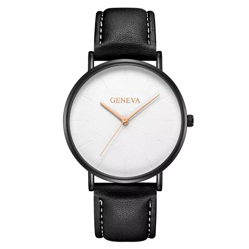 Ceas dama elegant Geneva Marble, alb cifre rose gold