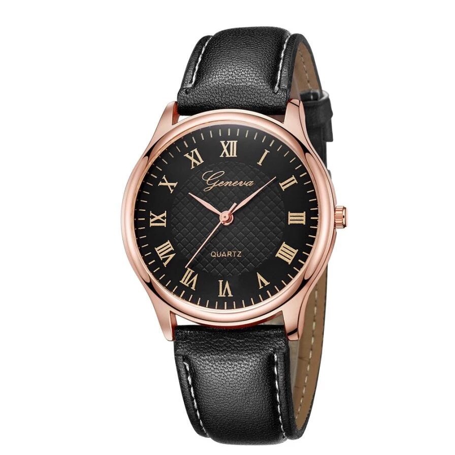 Ceas dama elegant Geneva Wink, negru rose gold