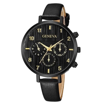 Ceas dama elegant Geneva Origami, negru cifre gold Ceas dama elegant Geneva Origami, negru cifre gold