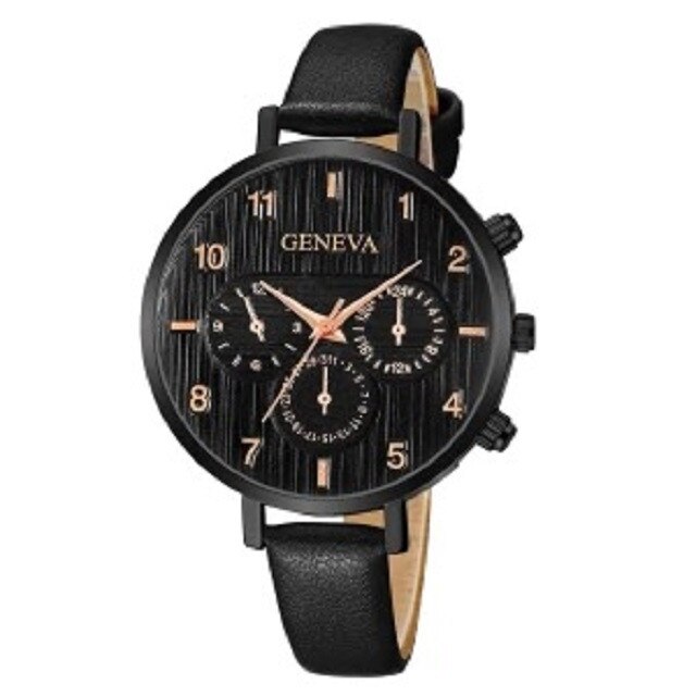 Ceas dama elegant Geneva Origami, negru cifre rose gold