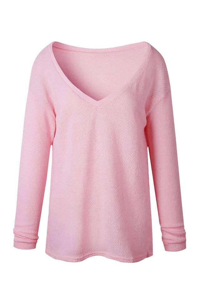 Bluza cu decolteu V dama, Generic, Roz