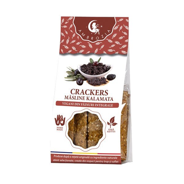 Crackers vegani cu masline kalamata, Ambrozia, 125g