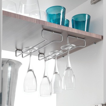 Suporturi pentru pahare cu picior, set 2 buc, gri 26x4x11 cm Suporturi pentru pahare cu picior, set 2 buc, gri 26x4x11 cm