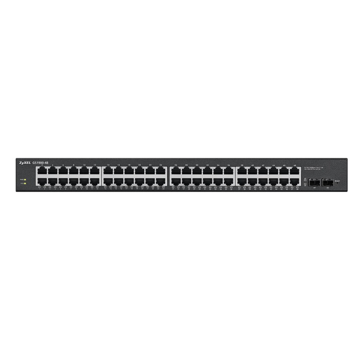 Switch ZyXEL Gigabit Web Smart GS1900-48, 48-Port x 10/100/1000 Mbps, 2x SFP Port, IPv6, Rackmount