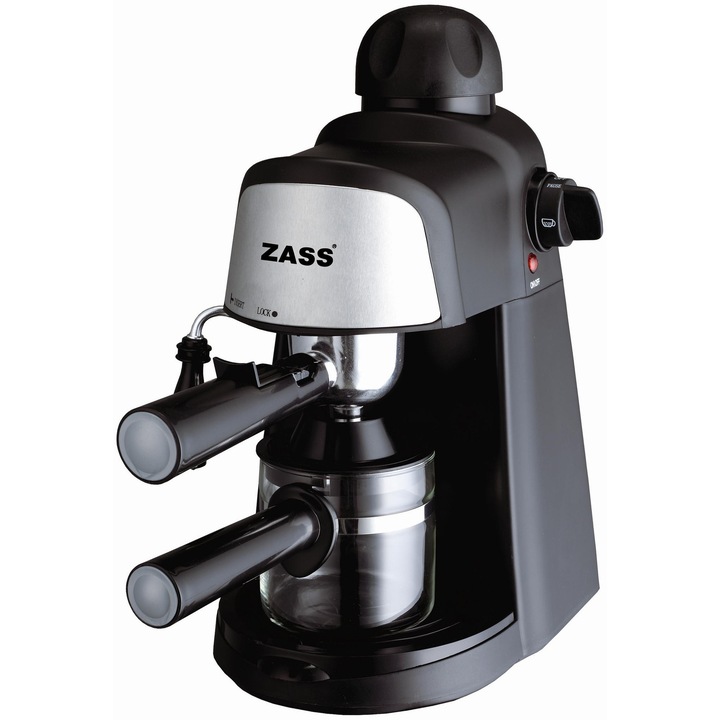 Espressor manual Zass ZEM 05, 800W, Dispozitiv Cappuccino, Negru