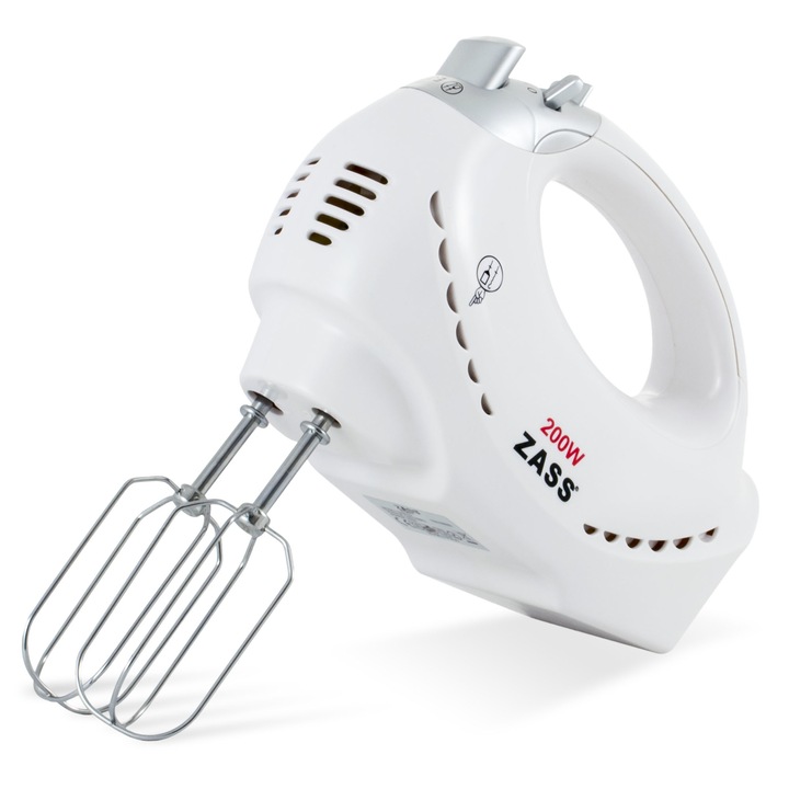 Mixer de mana Zass ZHM 05, 200W, 5 viteze, functie Turbo
