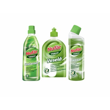 Pachet NUFAR VERDE - Universal 750ml, Vesela 500ml, WC GEL 750ml Pachet NUFAR VERDE - Universal 750ml, Vesela 500ml, WC GEL 750ml