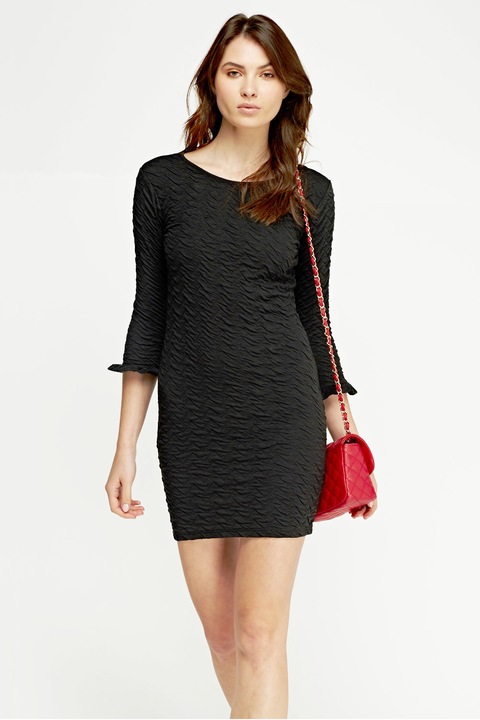 Rochie bodycon texturata, EU36 UK8, MaJolly Collection, culoare negru