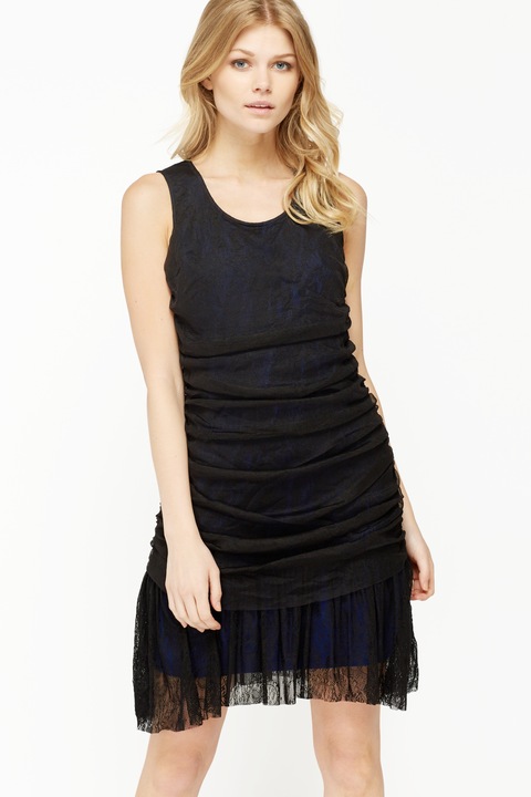 Rochie mini acoperita cu dantela, MaJolly Collection, negru/burgund, Albastru royal