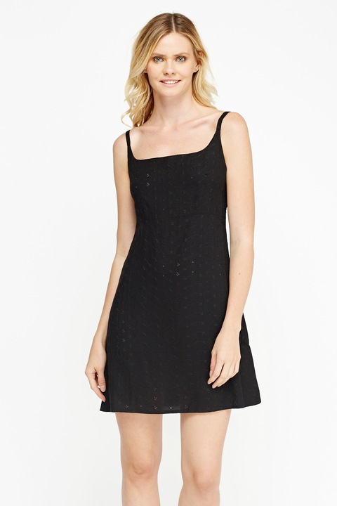 Rochie mini, decolteu patrat, MaJolly Collection, negru, Negru