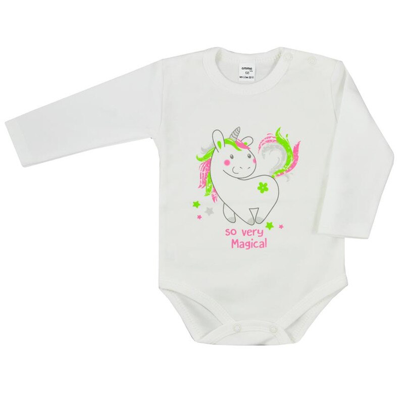 Body cu maneca lunga pentru fete Koala Amma Jednorozec T1-646, Alb