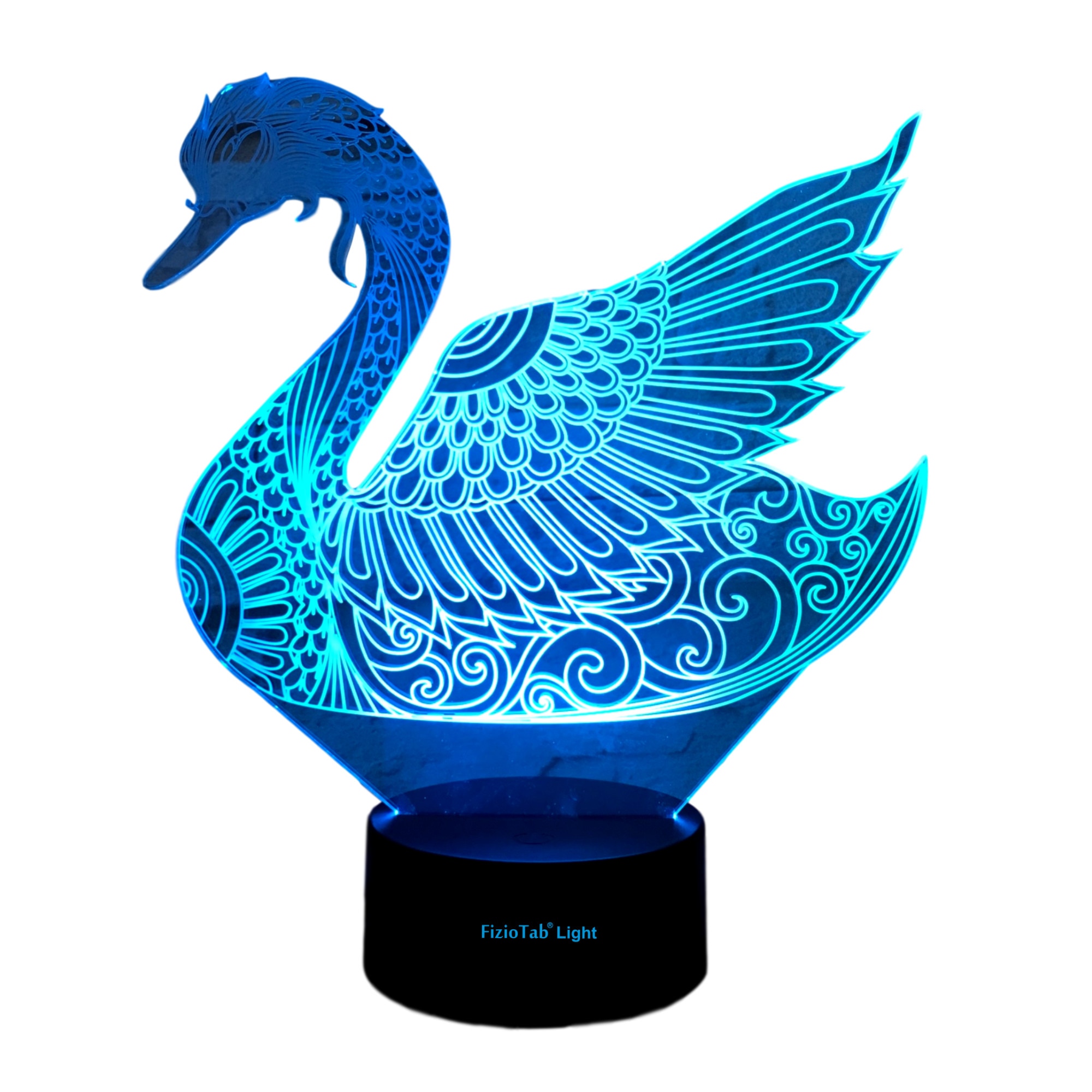 Lampa De Veghe 3D LED, Lebada, FizioTab® Light, 7 Culori, Lumina Ambientala, Alimentare USB