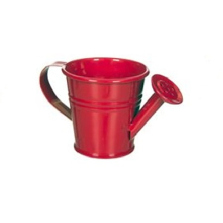 Mini ghiveci metalic, pentru flori, in forma de stropitoare, 5x4 cm Rosu
