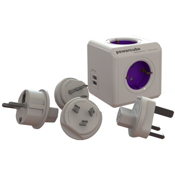 Multipriza PowerCube ReWirable, 4 prize, USB, 4 mufe adaptoare Multipriza PowerCube ReWirable, 4 prize, USB, 4 mufe adaptoare