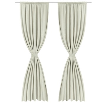 Set de 2 draperii opace, cu strat dublu, vidaXL, 140 x 245 cm, Crem Set de 2 draperii opace, cu strat dublu, vidaXL, 140 x 245 cm, Crem