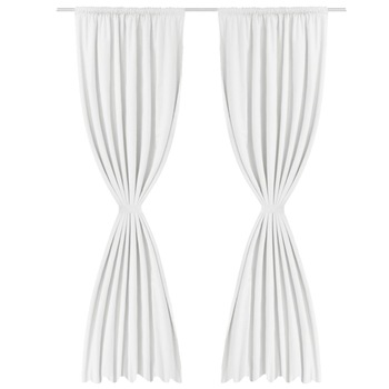Set de 2 draperii opace, cu strat dublu, vidaXL, 140 x 245 cm, Alb Set de 2 draperii opace, cu strat dublu, vidaXL, 140 x 245 cm, Alb