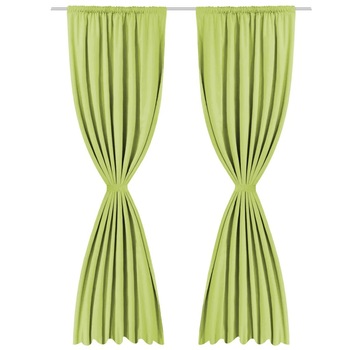Set de 2 draperii cu strat dublu, vidaXL, 140 x 175 cm, Verde Set de 2 draperii cu strat dublu, vidaXL, 140 x 175 cm, Verde