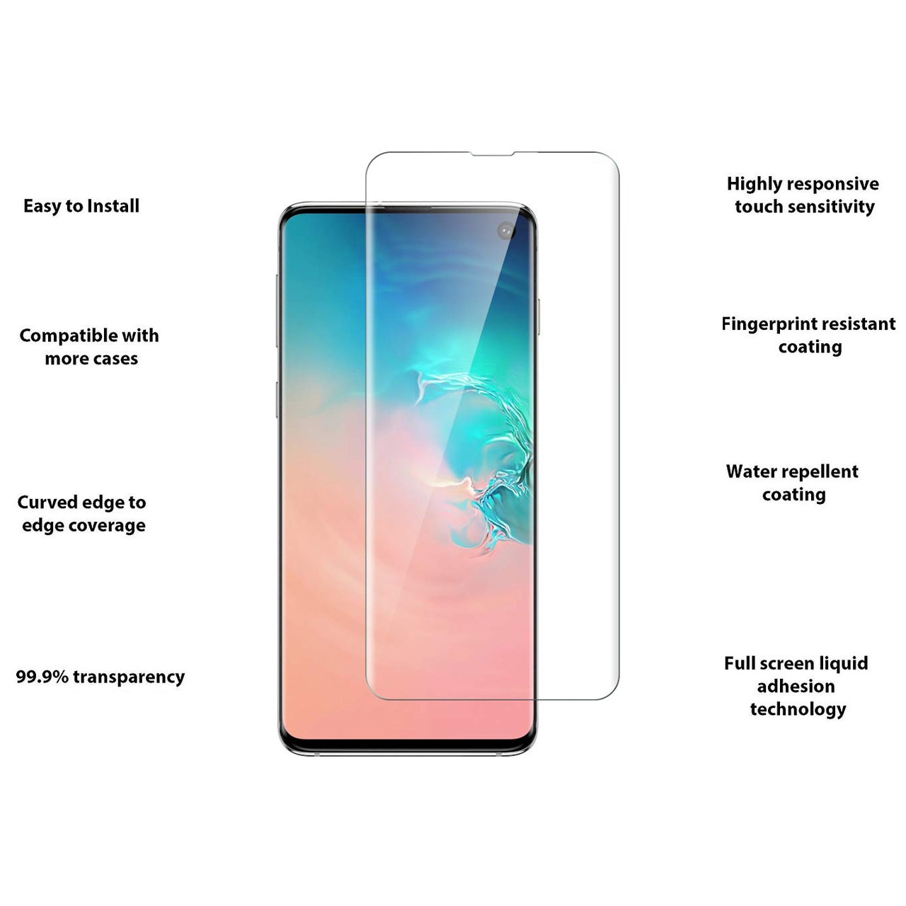 Folie sticla curbata UV Full Glue pentru Samsung Galaxy S10, Transparenta