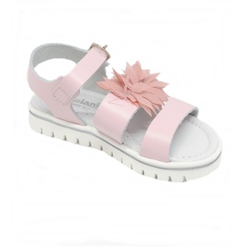 Sandalute piele naturala Melania cu franjuri din material textil, Roz Sandalute piele naturala Melania cu franjuri din material textil, Roz