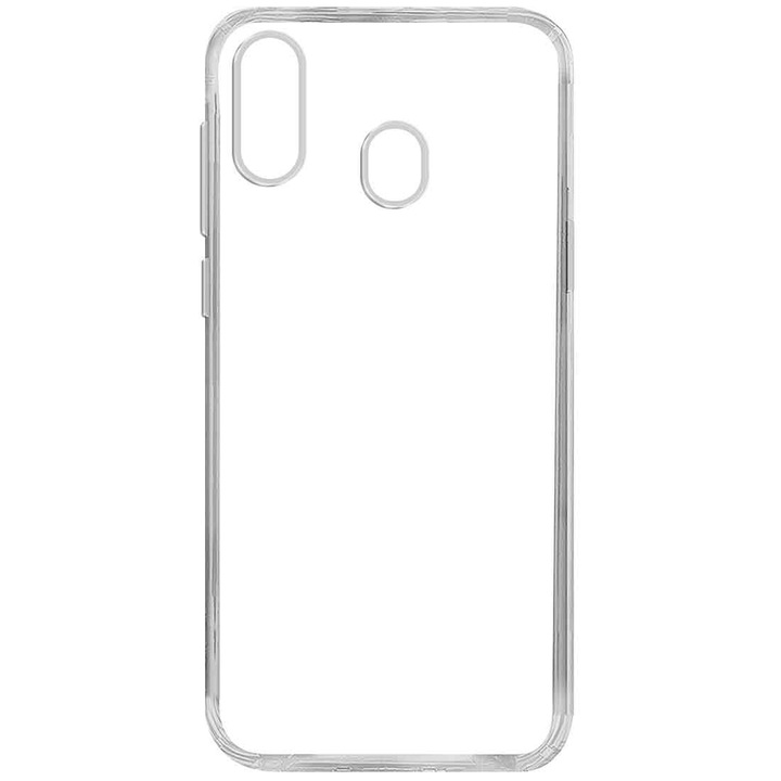 Samsung Galaxy M20 kompatibilis szilikon burkolat, átlátszó, ütésálló, TPU, fordítva