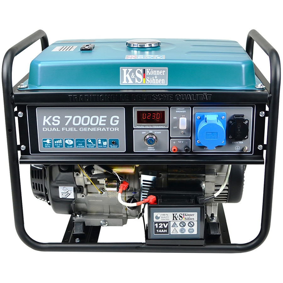 Generator curent profesional Könner & 7000E G, GPl/benzina 5.5 kW, pornire electrica,13 cp, autonomie 17h, regulator AVR, protectie suprasarcina, protectie nivel scazut bobinaj 100% cupru - eMAG.ro