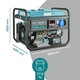 Generator curent profesional Könner & Söhnen KS 7000E G , GPl/benzina 5.5 kW , pornire electrica,13 cp, autonomie 17h , regulator AVR, protectie suprasarcina, LED-display, protectie nivel scazut ulei , bobinaj 100% cupru