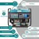 Generator curent profesional Könner & Söhnen KS 7000E G , GPl/benzina 5.5 kW , pornire electrica,13 cp, autonomie 17h , regulator AVR, protectie suprasarcina, LED-display, protectie nivel scazut ulei , bobinaj 100% cupru