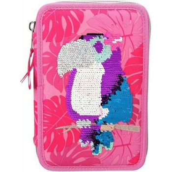 Penar Top Model Tropical Pink, echipat, 3 fermoare, 3 compartimente, paiete reversibile Penar Top Model Tropical Pink, echipat, 3 fermoare, 3 compartimente, paiete reversibile