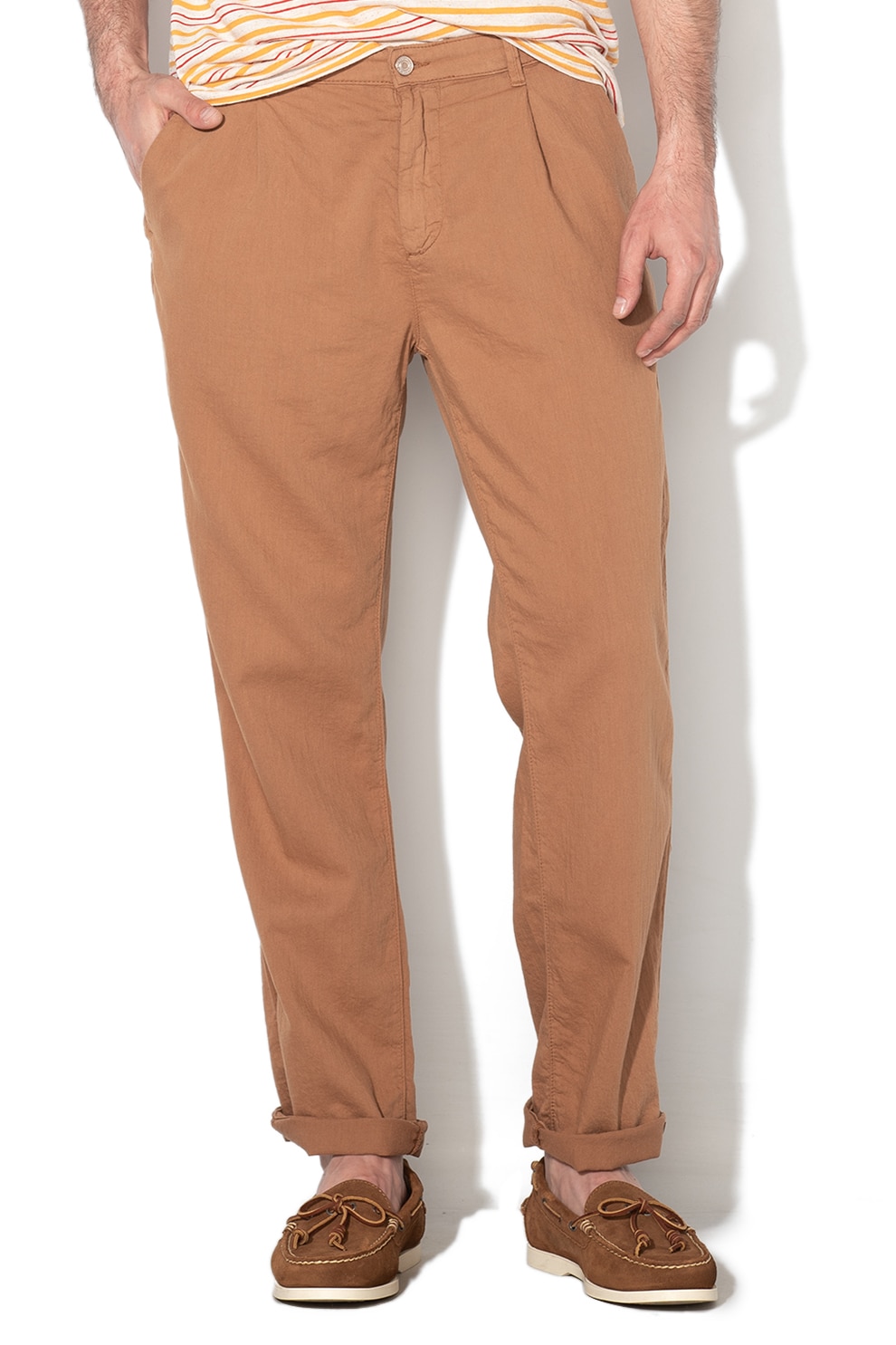 United Colors of Benetton, Pantaloni chino cu lungime crop, Maro scortisoara