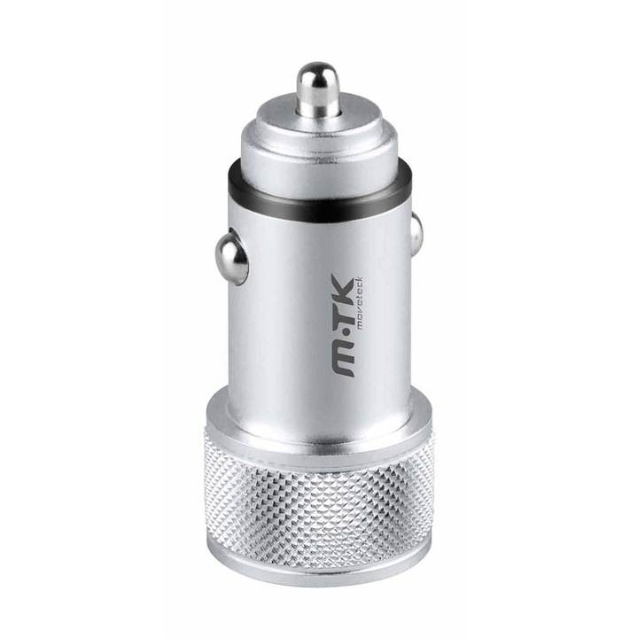 BH255 K3504 Moveteck Autós töltő fém ezüst 2,4A