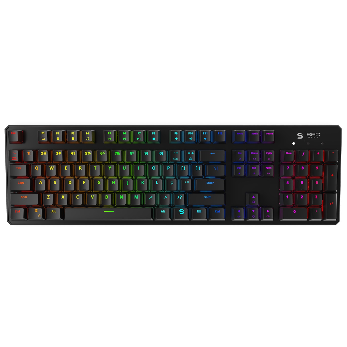 Tastatura gaming mecanica SPC Gear GK540 Magna, iluminare RGB, software macro, switch Kailh Red, Negru