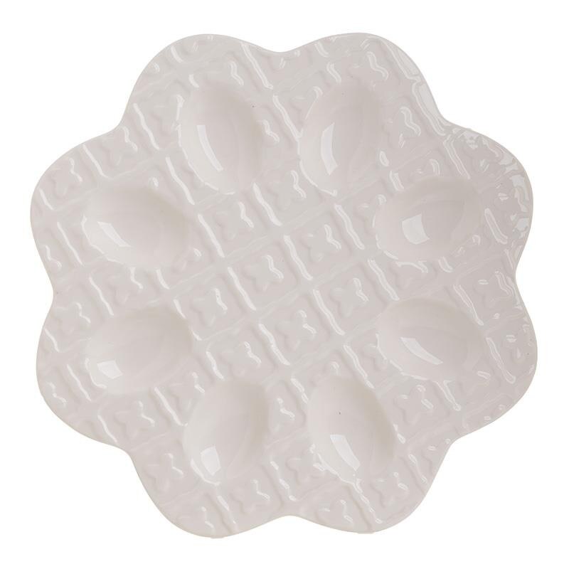 Platou pentru oua din ceramica, crem, D- 27.5 cm