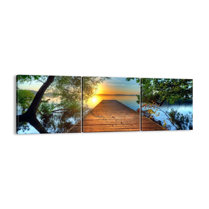 Tablou Canvas, 120x40 cm, Podul De Apa Al Lacului, CA120x40-3528