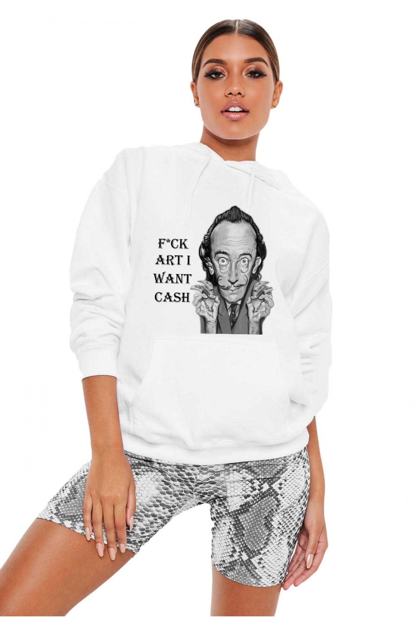 Hanorac dama alb - Dali - I want CASH