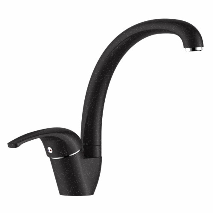 Смесител за кухненска мивка Swan, Tempo Line, Гранит, Черен