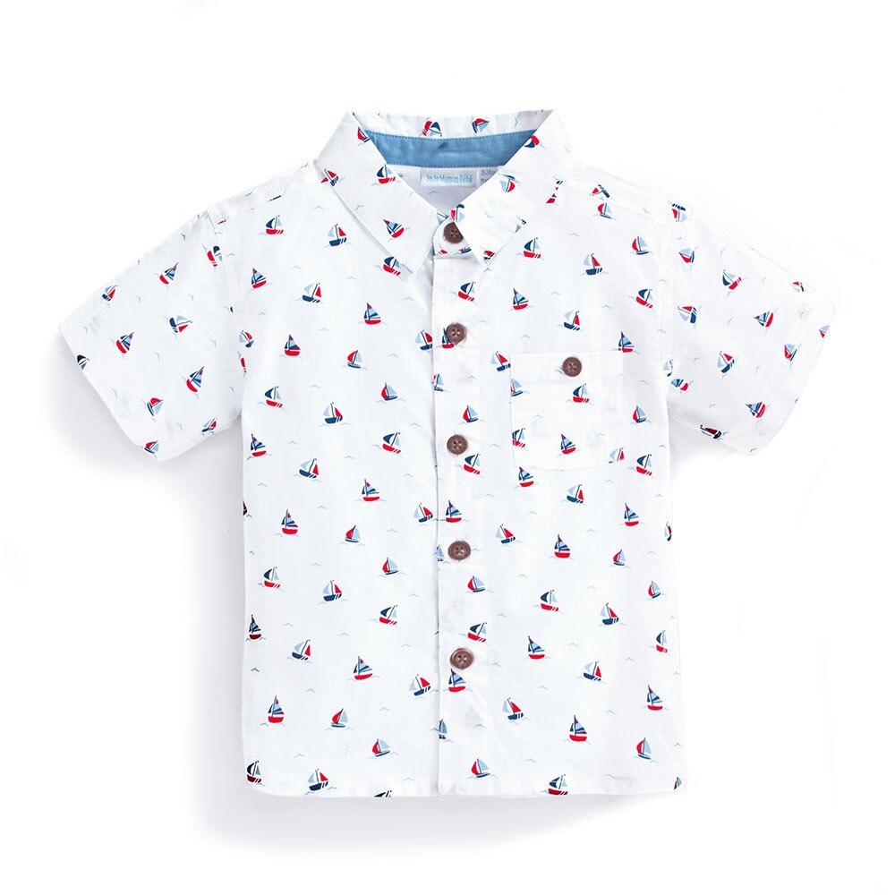 Camasa Boat Print White, Baieti, Multicolor, Jojo Maman Bebe