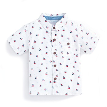 Camasa Boat Print White, Baieti, Multicolor, Jojo Maman Bebe Camasa Boat Print White, Baieti, Multicolor, Jojo Maman Bebe