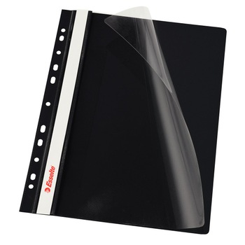 Dosar din plastic cu sina si multiperforatii Esselte - negru, 10 buc/set Dosar din plastic cu sina si multiperforatii Esselte - negru, 10 buc/set