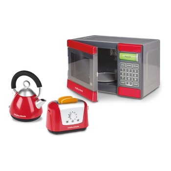 Set format din cuptor cu microunde, ceainic si prajitor de paine Morphy Richards, Rosu/Gri, +3 Set format din cuptor cu microunde, ceainic si prajitor de paine Morphy Richards, Rosu/Gri, +3