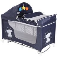 Pat pliant Lorelli Classic Moonlight Rocker, 2 nivele, arcada jucarii si masuta de infasat, Ursulet, Bleumarin