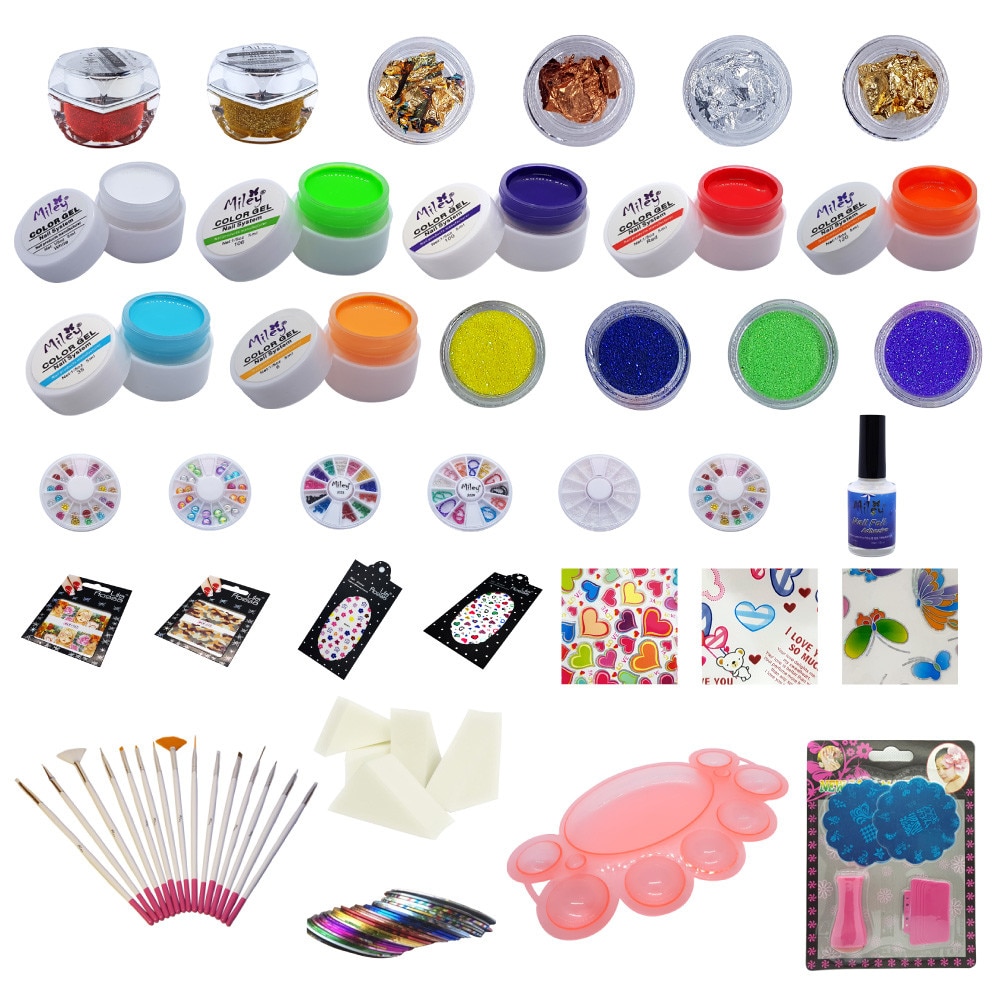 Kit Nail Art strasuri, sclipici, decoratiuni nail art